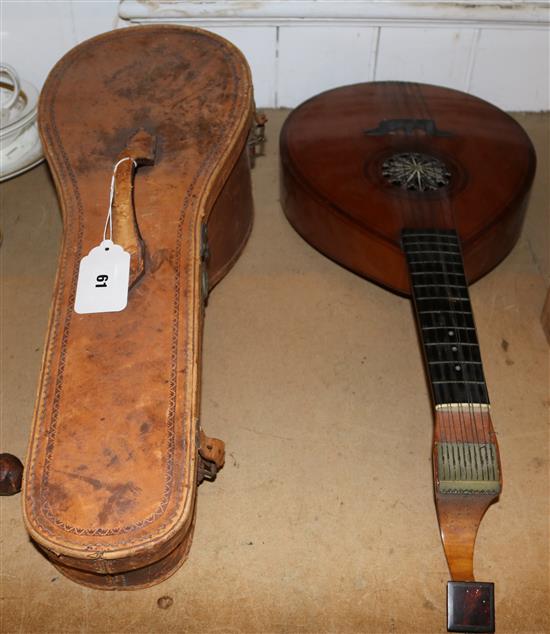A cased mandolin and another